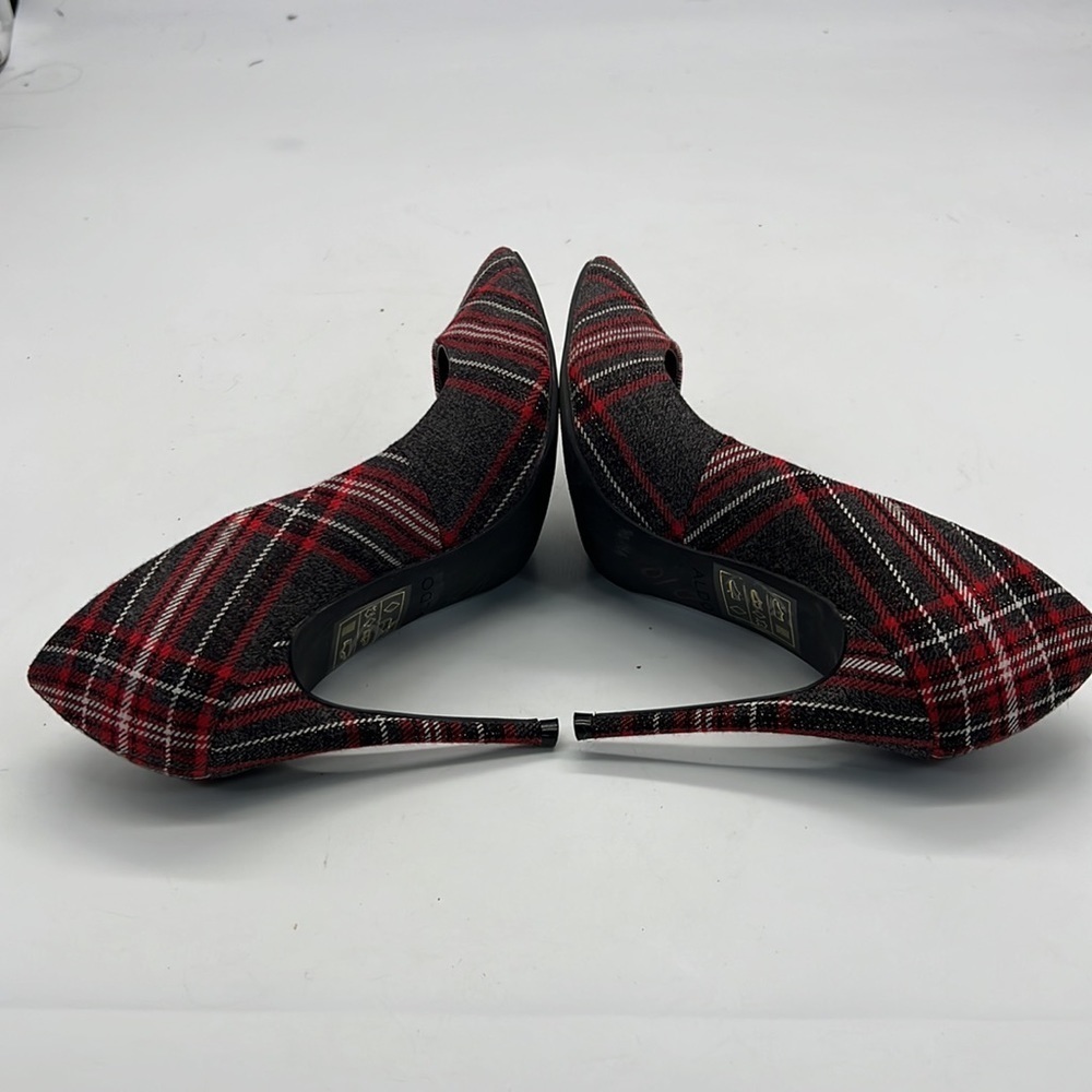 Aldo Red Tartan High Heels with White Racing Stripes size 6 - Picture 5 of 11